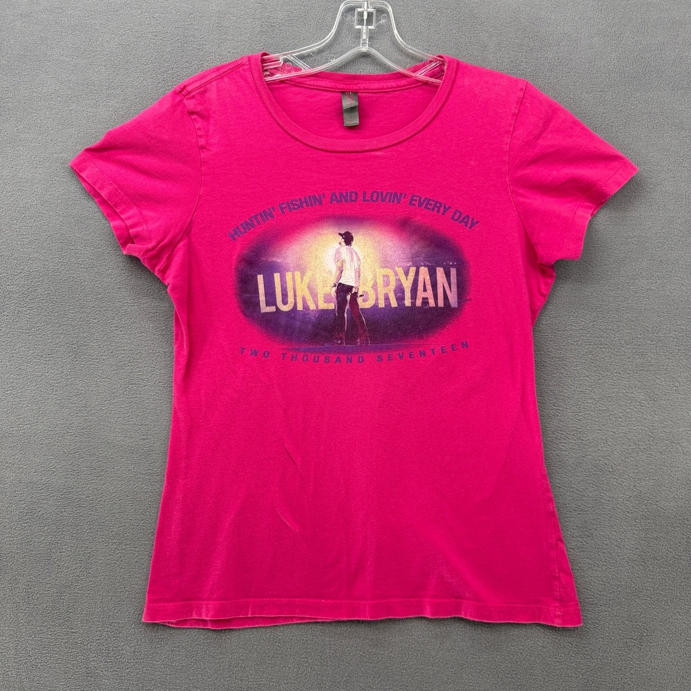 Luke Bryan T-Shirt 2017 Tour Pink Women Small Huntin Fishin Lovin Every Day